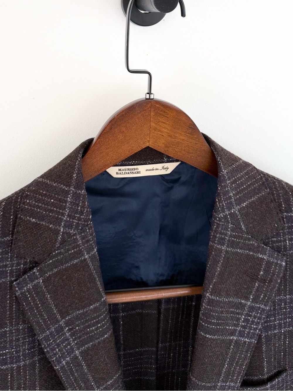New Maurizio Baldassari Italian Wool Plaid Sport Coat Blazer Men's Brown Blue 40 - Picture 2 of 15